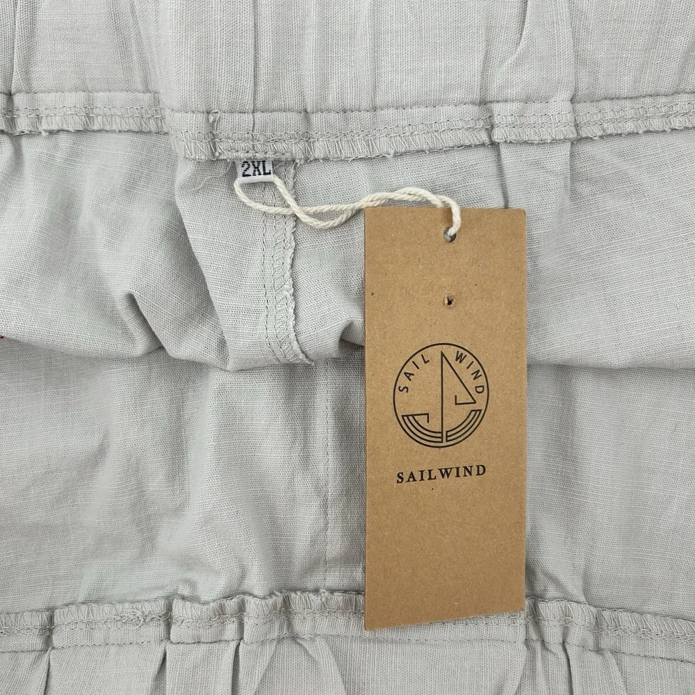 Sailwind Linen Blend Shorts Mens 2XL Tan Drawstring Beach Coastal Chino NWT